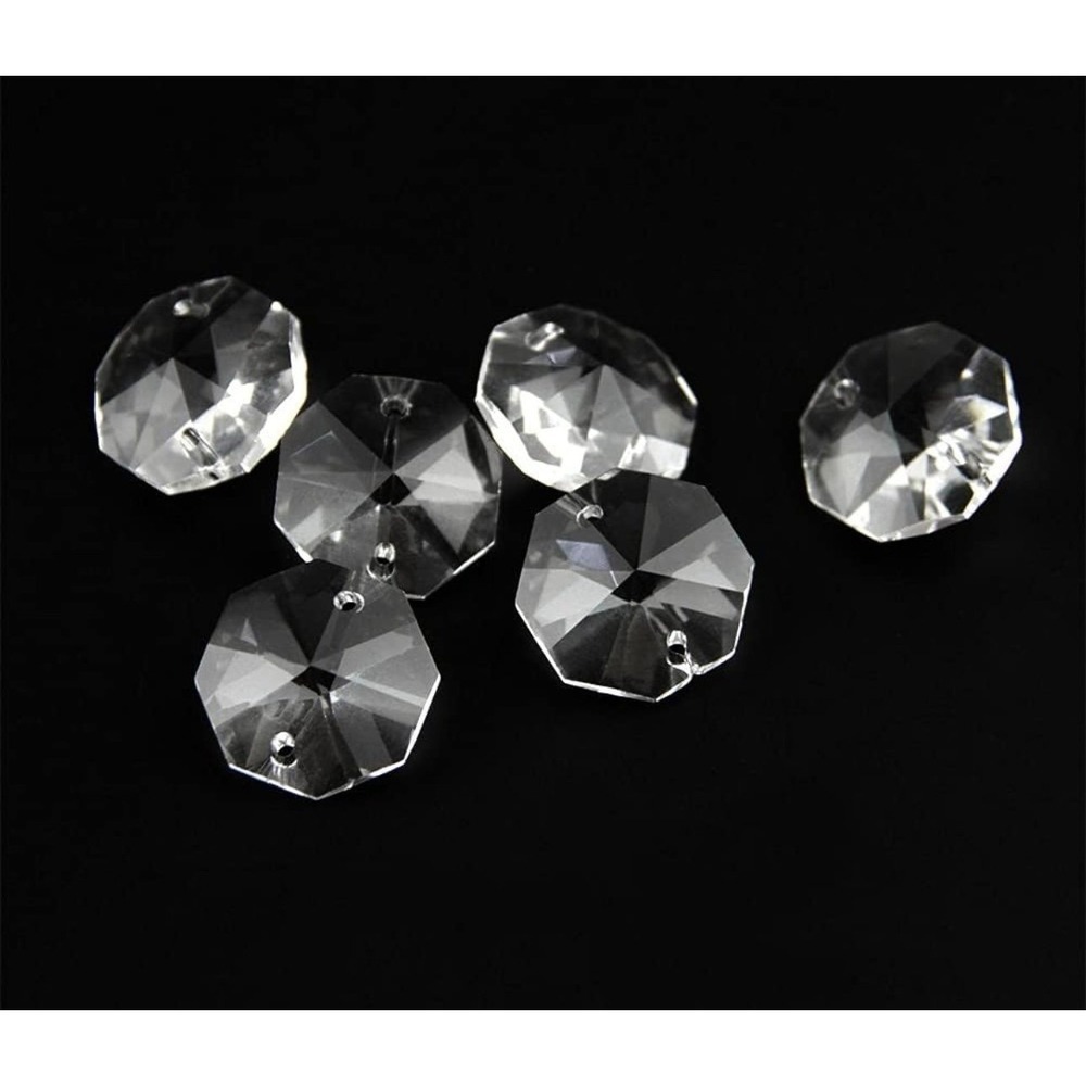 Chandelier Crystal Prisms Pendants 50pcs Crystal K9 Octagon Clear Beads 2 Hole